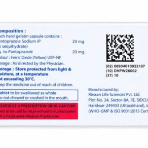 Alternative view of Pantoprazole 20 Tab
