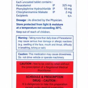 Alternative view of Paracetamol, Phenylephrine, Chlorpheniramine Tab